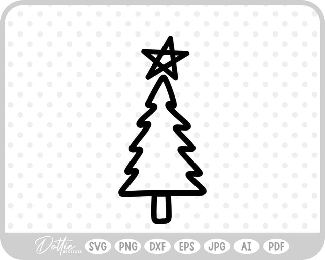 Doodle Christmas Tree SVG DottieDigitals 