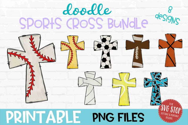 Doodle Cross Bundle PNG | Hand Drawn Faith Sublimation Designs | 16 File Sublimation Bundle | Cricut Silhouette Compatible Sublimation The SVG Stop 