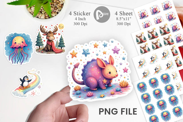 Doodle Dream Animals Sticker Sublimation artnoy 