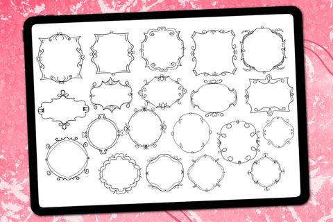 Doodle Frames Procreate stamps Digital Pattern Angel on Empire 