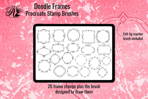 Doodle Frames Procreate stamps Digital Pattern Angel on Empire 