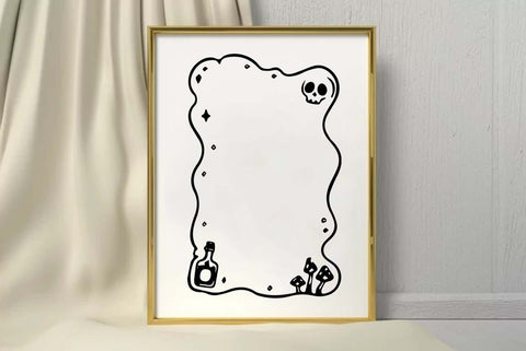 Doodle Halloween Frame SVG PNG Bundle SVG FiveStarCrafting 