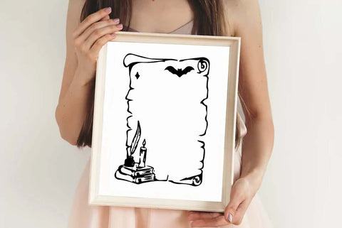 Doodle Halloween Frame SVG PNG Bundle SVG FiveStarCrafting 