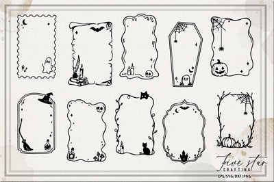 Doodle Halloween Frame SVG PNG Bundle SVG FiveStarCrafting 