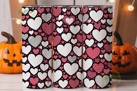 Doodle Heart Pattern 20oz Tumbler Wrap Sublimation PixelChick 