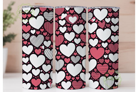 Doodle Heart Pattern 20oz Tumbler Wrap Sublimation PixelChick 