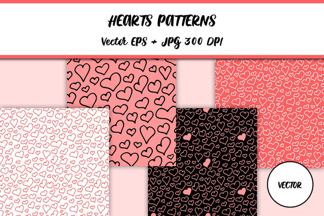 Doodle Hearts Patterns | Valentines Day Digital Papers Pack Digital Pattern AnnaViolet_store 