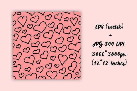 Doodle Hearts Patterns | Valentines Day Digital Papers Pack Digital Pattern AnnaViolet_store 