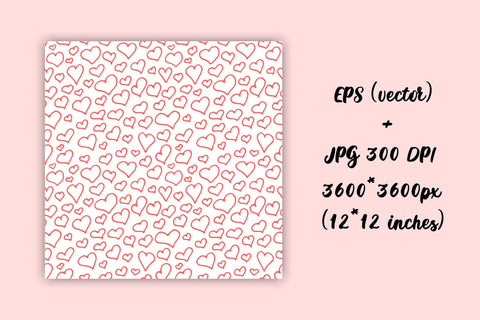 Doodle Hearts Patterns | Valentines Day Digital Papers Pack Digital Pattern AnnaViolet_store 