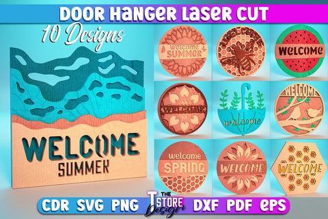 Door Hanger Laser Cut Bundle | Laser Cut Design | Home Design | CNC Files SVG The T Store Design 