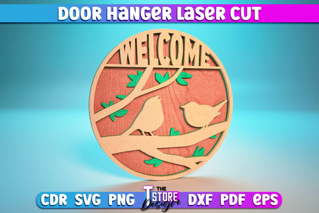 Door Hanger Laser Cut | Laser Cut Design | CNC Files SVG The T Store Design 
