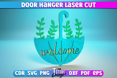 Door Hanger Laser Cut | Laser Cut Design | CNC Files SVG The T Store Design 