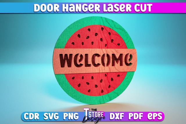 Door Hanger Laser Cut | Laser Cut Design | Home Design | CNC Files SVG The T Store Design 