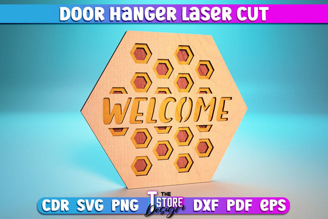 Door Hanger Laser Cut | Laser Cut Design | Home Design | CNC Files SVG The T Store Design 