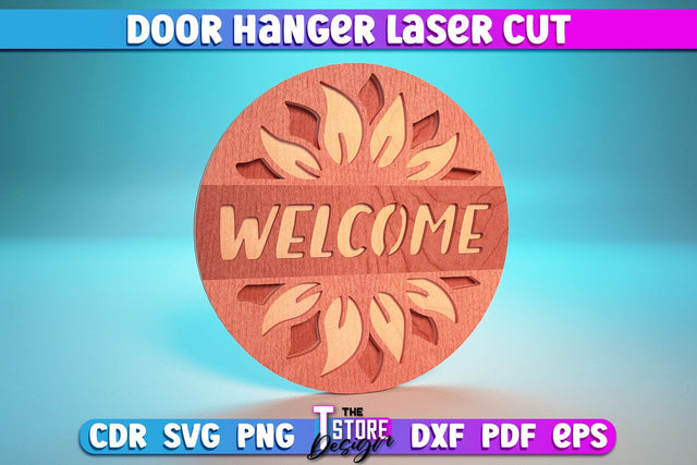 Door Hanger Laser Cut | Laser Cut Design | Home Design | CNC Files SVG The T Store Design 