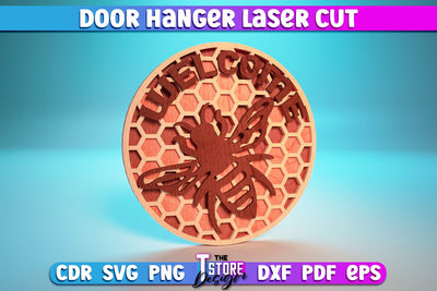 Door Hanger Laser Cut | Laser Cut Design | Home Design | CNC Files SVG The T Store Design 