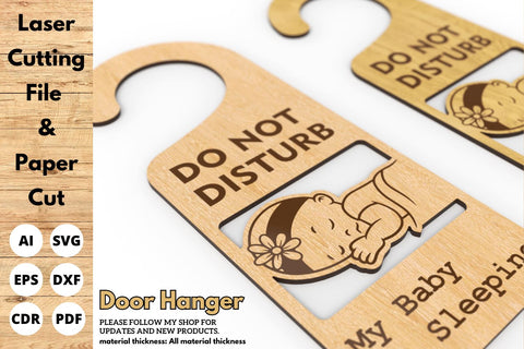 Door Hanger, My Baby is Sleeping, SVG Laser File | svg paper cut | cricut | glowforge file SVG tofigh4lang 