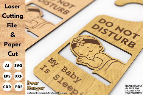 Door Hanger, My Baby is Sleeping, SVG Laser File | svg paper cut | cricut | glowforge file SVG tofigh4lang 