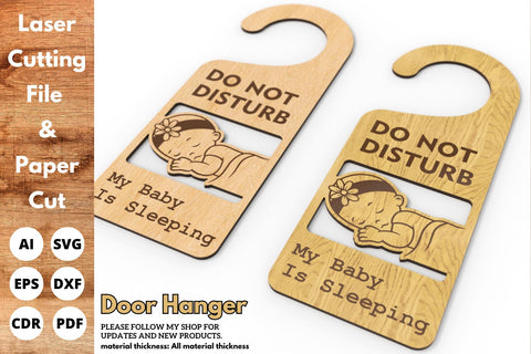 Door Hanger, My Baby is Sleeping, SVG Laser File | svg paper cut | cricut | glowforge file SVG tofigh4lang 
