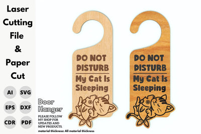 Door Hanger, My Cat is Sleeping, SVG Laser File | svg paper cut | cricut | glowforge file SVG tofigh4lang 