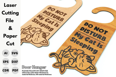 Door Hanger, My Cat is Sleeping, SVG Laser File | svg paper cut | cricut | glowforge file SVG tofigh4lang 