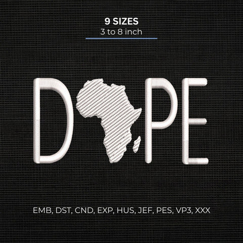 Dope Africa Embroidery Design – African Map Typography Afrocentric Pride Machine Embroidery File Embroidery/Applique DESIGNS PatternFeed8 