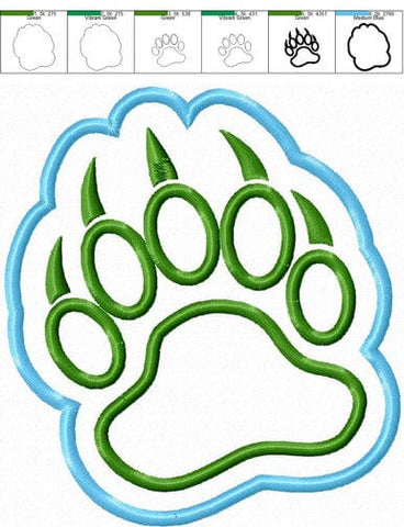 Double Applique Bear Paw Print Machine Embroidery Design Embroidery/Applique DESIGNS Rivermill Embroidery 