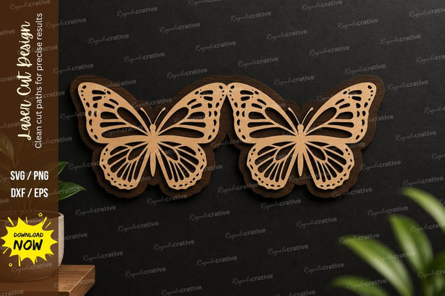 Double Butterfly Art laser cut svg File SVG Regulrcrative 