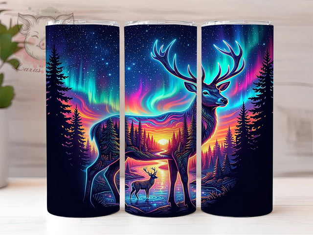 Double Exposure Stag 20oz Tumbler, Double Exposure Stag, Stag Tumbler, Double Exposure, Stag PNG, Double Exposure PNG, Double Exposure Wrap, 20oz Tumbler Wrap Sublimation Lara' s Designs 