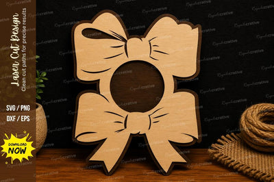 Double Ribbon Monogram Frame Laser Cut SVG File SVG Regulrcrative 