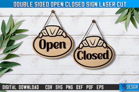Double-Sided Open Closed Signs Laser Cut Bundle | Hanging Door Signs | Sign Board | CNC Files SVG Fly Design 