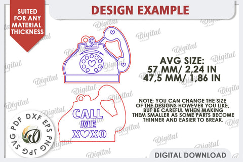 Double Valentine's Keychain LaserCut. Valentine Day Gift SVG SVG Evgenyia Guschina 