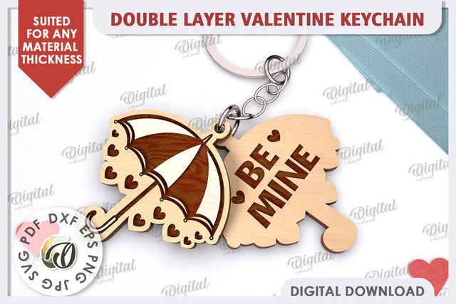 Double Valentine's Keychain LaserCut. Valentine Day Gift SVG SVG Evgenyia Guschina 