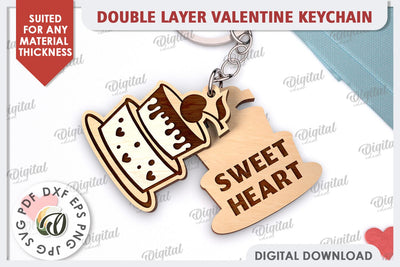 Double Valentine's Keychain LaserCut. Valentine Day Gift SVG SVG Evgenyia Guschina 