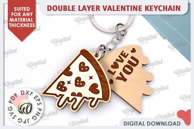 Double Valentine's Keychain LaserCut. Valentine Day Gift SVG SVG Evgenyia Guschina 