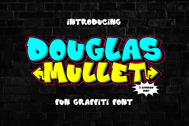 Douglas Mullet -3d Layered Graffiti Font Mozzatype 