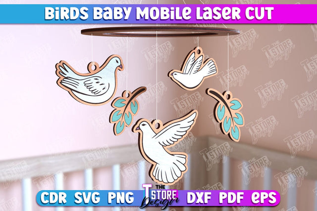 Dove Baby Mobile | Birds Design | Baby Room Décor | New Born | CNC Files SVG The T Store Design 
