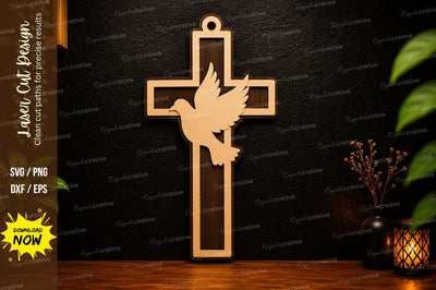 Dove Cross Laser Cut SVG Design SVG Regulrcrative 