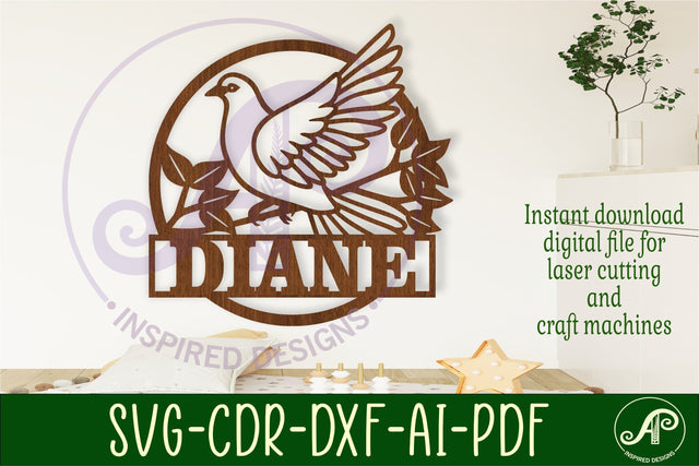 Dove themed name sign svg laser SVG APInspireddesigns 