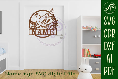 Dove themed name sign svg laser SVG APInspireddesigns 