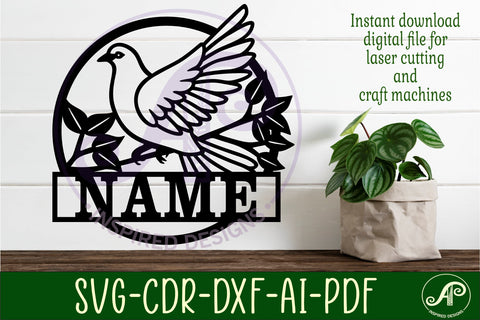 Dove themed name sign svg laser SVG APInspireddesigns 