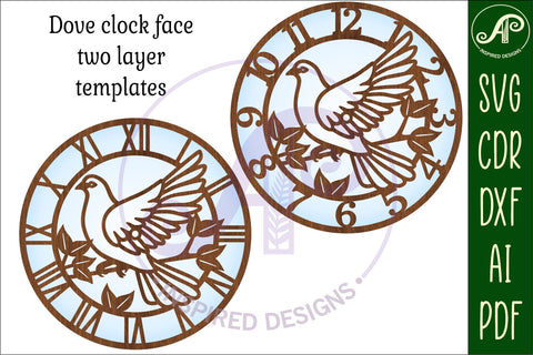 Dove wall clock laser cut files, SVG SVG APInspireddesigns 