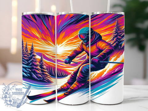 Downhill Snow Skiing Winter Sports 20oz Tumbler, Downhill Skiing, Winter Sports, Outdoor Hobby, Tumbler Wrap, Sublimation Design, Snow Adventure Sublimation ToriDesigns 