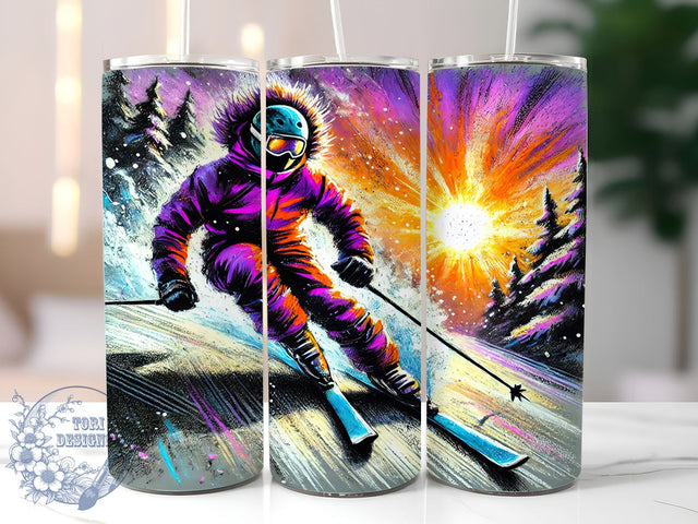 Downhill Snow Skiing Winter Sports 20oz Tumbler, Downhill Skiing, Winter Sports, Outdoor Hobby, Tumbler Wrap, Sublimation Design, Snow Adventure Sublimation ToriDesigns 
