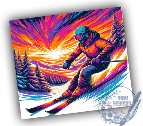 Downhill Snow Skiing Winter Sports 20oz Tumbler, Downhill Skiing, Winter Sports, Outdoor Hobby, Tumbler Wrap, Sublimation Design, Snow Adventure Sublimation ToriDesigns 