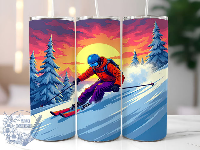 Downhill Snow Skiing Winter Sports 20oz Tumbler, Downhill Skiing, Winter Sports, Outdoor Hobby, Tumbler Wrap, Sublimation Design, Snow Adventure Sublimation ToriDesigns 