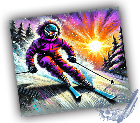 Downhill Snow Skiing Winter Sports 20oz Tumbler, Downhill Skiing, Winter Sports, Outdoor Hobby, Tumbler Wrap, Sublimation Design, Snow Adventure Sublimation ToriDesigns 