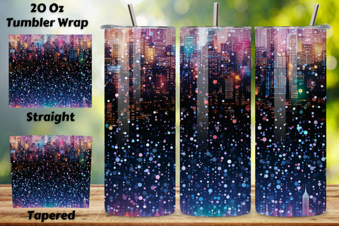 Downtown Gleam Ombre Tumbler wrap, Seamless Wrap PNG Sublimation FloridPrintables 