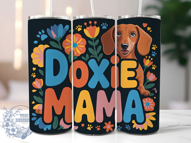 Doxie Mama 20oz Tumbler, Doxie Mama Quote, Dachshund Lover Gift, Funny Dog Mama Wrap, 20oz Tumbler Wrap, Sublimation Design PNG, Cute Dachshund Wrap Sublimation ToriDesigns 