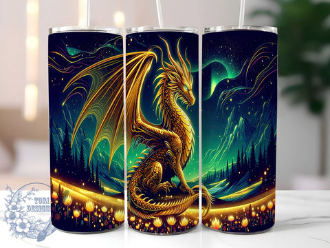 Dragon 20oz Skinny Tumbler PNG, Mystical Dragon Tumbler Sublimation Wrap, Straight & Tapered Tumbler Wrap, Instant Digital Download Sublimation ToriDesigns 